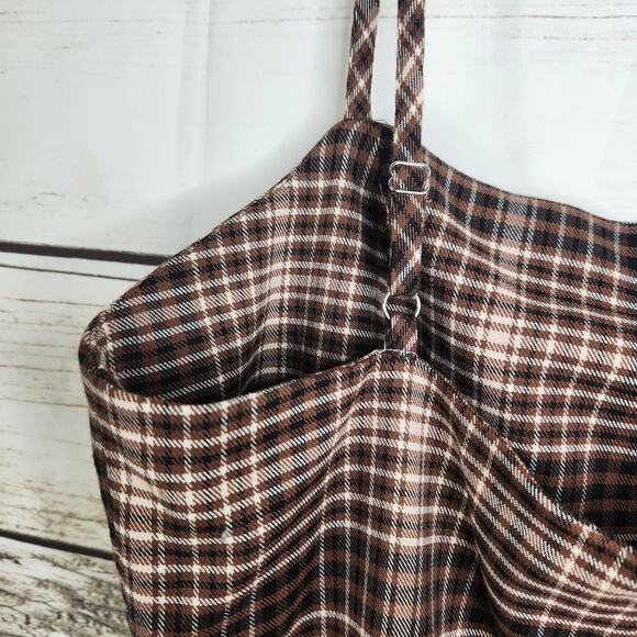 GB Woman's Brown Plaid Dress Size Large With Tags - Picture 9 of 12